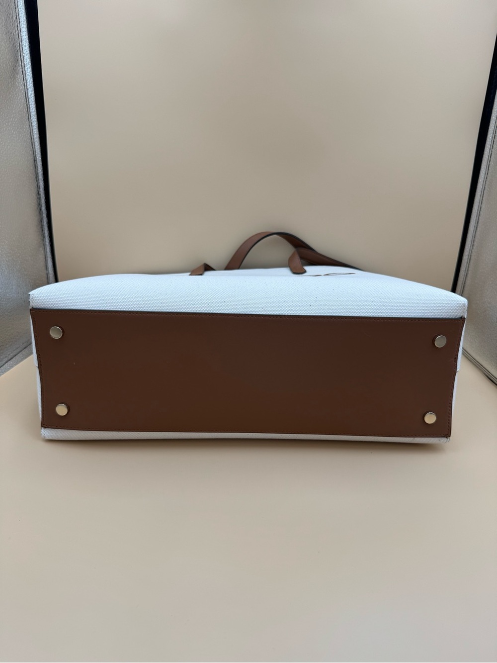Jimmy Choo Canvas Logo Tote Ecru Tan NEW - Picture 14 of 17